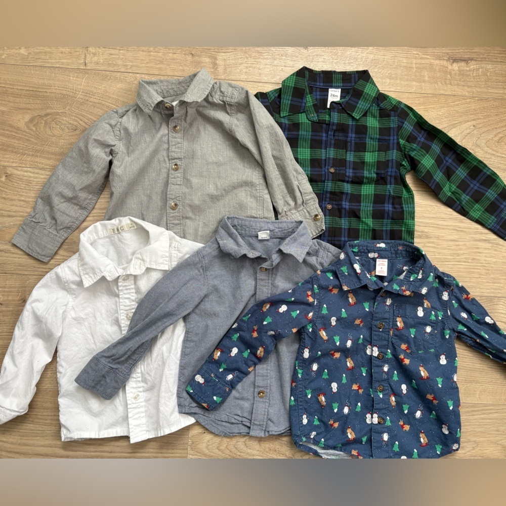 Boys Dress Shirt Bundle 2T 24M Button Up Shirts Lot Old Navy Carter’s Joe Fresh